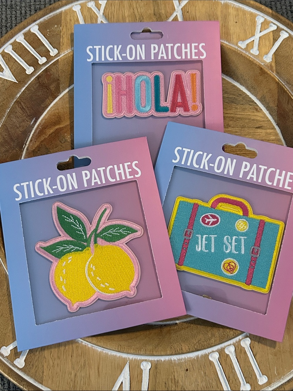 Patch decorations NEW x3 lemons, hola!, jet set suitcase stick on patches